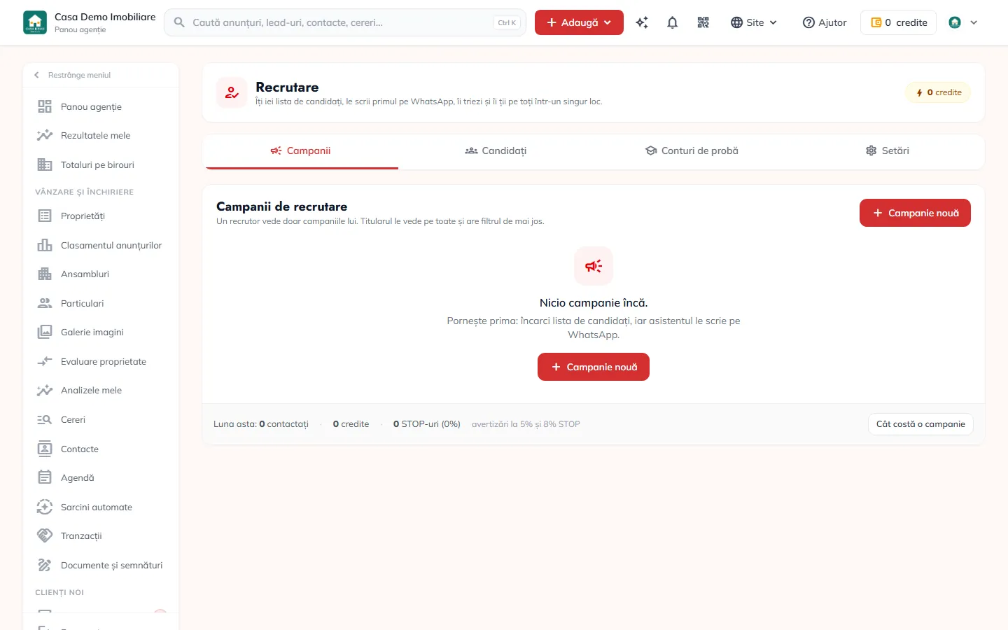 Campanii WhatsApp cu AI pentru agenții imobiliare: proprietari, cereri, recrutare