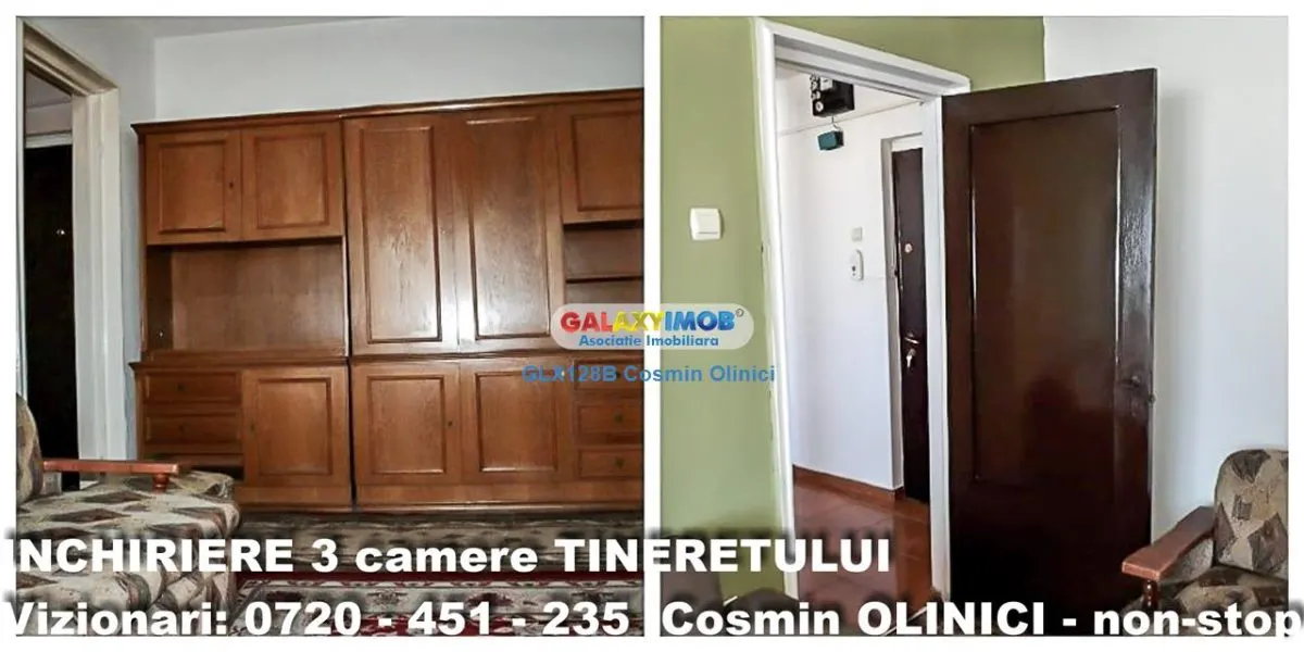 Inchiriere apartament 3 camere Tineretului decomandat mobilat - foto 5