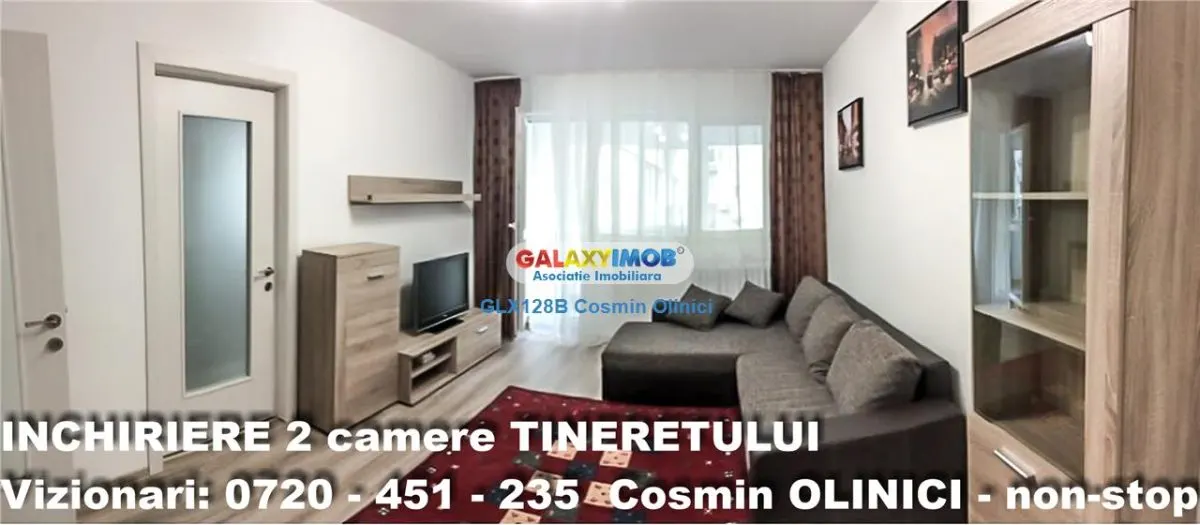 Inchiriere apartament 2 camere Tineretului vedere parc mobilat - foto 2