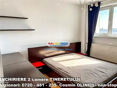 Inchiriere apartament 2 camere Tineretului vedere parc mobilat - foto 5