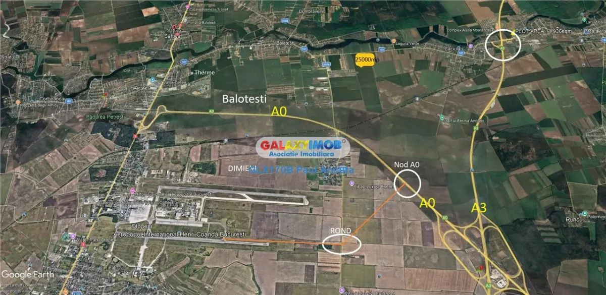 Teren la sosea Balotesti Caciulati 25000 mp utilitati acces rapid A3 - foto 4