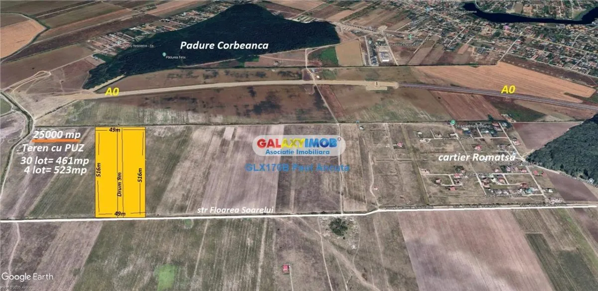 Teren 25000 mp Corbeanca str Floarea Soarelui cu PUZ Lotizat - foto 5