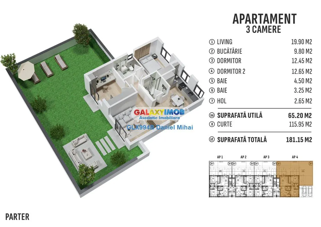 Apartament 3 camere/2bai/Curte 116mp-Prelungirea Ghencea - foto 5