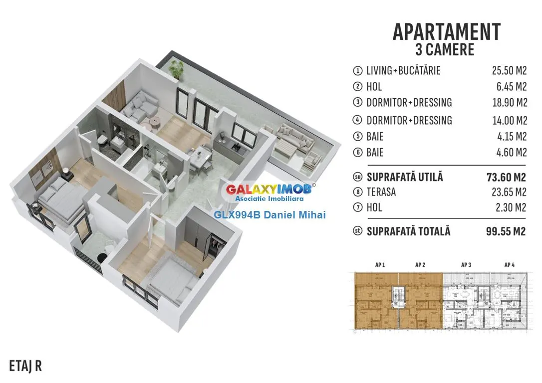 Apartament 3 camere/2bai-100mp-Loc parcare gratuit-Prelungirea Ghencea - foto 15