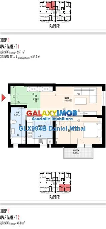 Apartament 2 camere 50mp si gradina 40mp-Cristalului-Safirului - foto 10