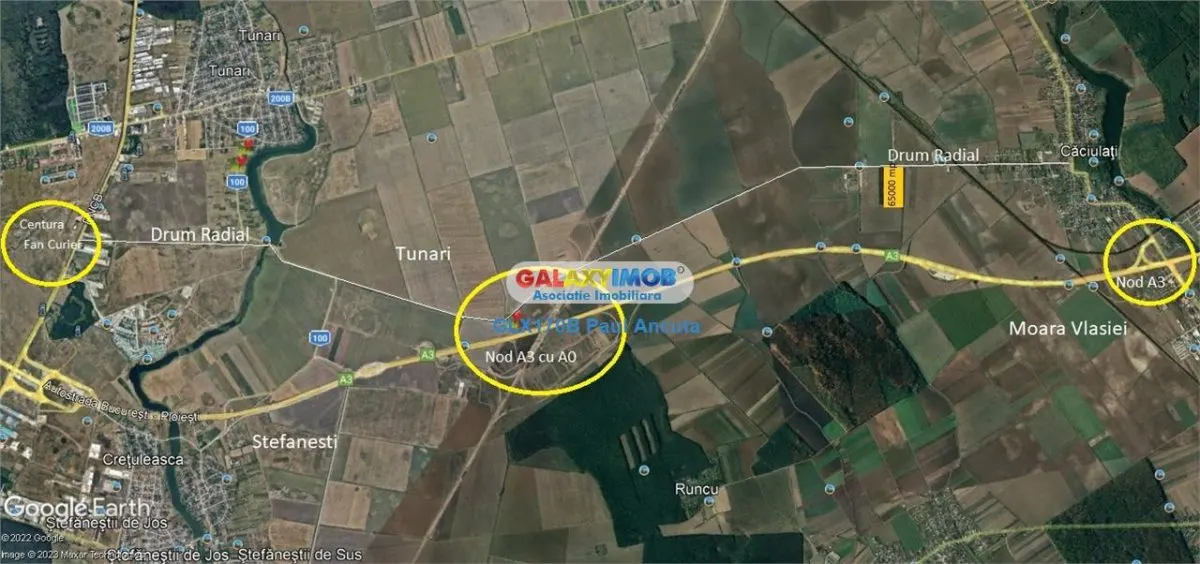 Teren Moara Vlasiei 65000 mp Industrial utilitati apropiere Nod A3 - foto 3