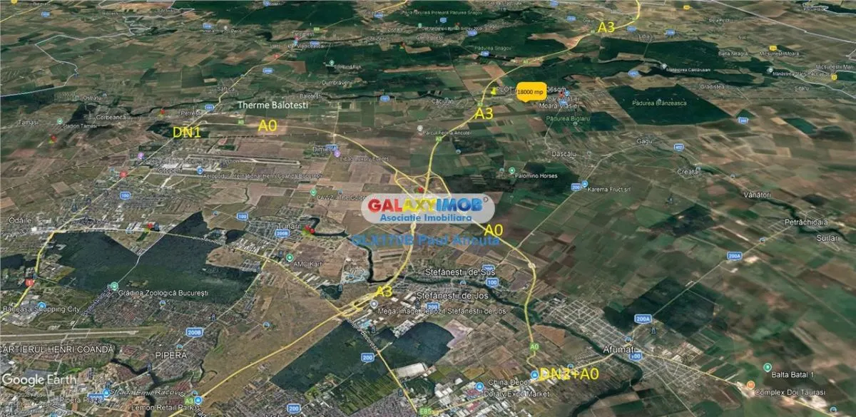 Teren Moara Vlasiei 18000 mp cu utilitati zona mixta acces rapid A3 - foto 3