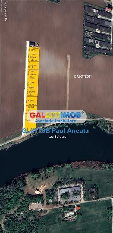 Teren Balotesti 4 loturi casa  1080 mp fiecare cu vedere la Lac - foto 3