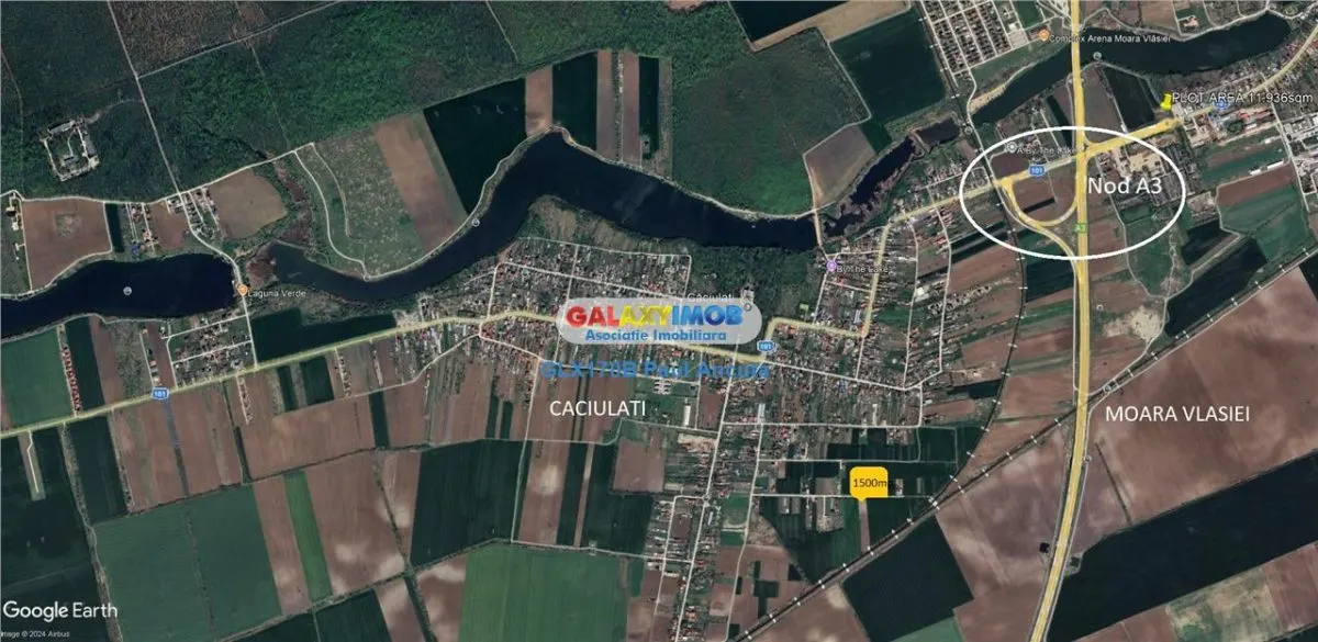 Teren Caciulati Moara Vlasiei 1500 mp lot casa acces rapid la A3 - foto 2