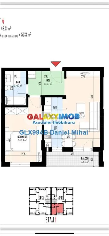 Apartament 2 camere-Etajul 1- Cristalului-Gradinita-STB 300m-LIFT - foto 8