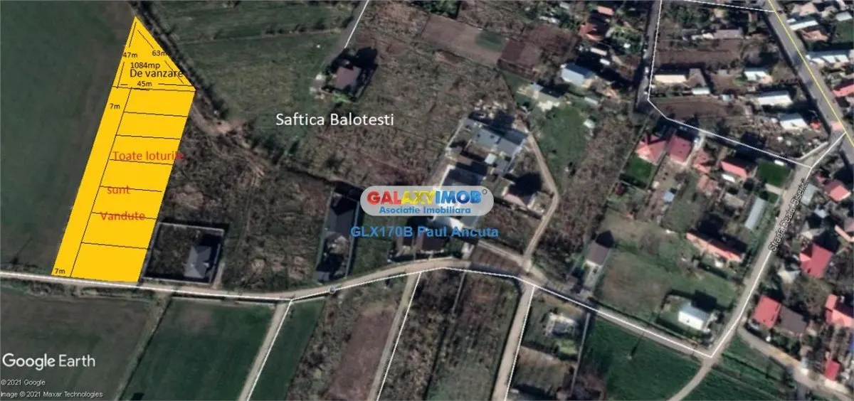 Teren Balotesti Saftica 1250 mp str Lacului cu utilitati apropiere - foto 1