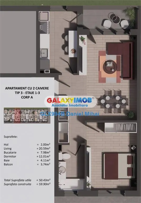 Apartament 2 camere decomandat-Cartierul Latin - foto 20