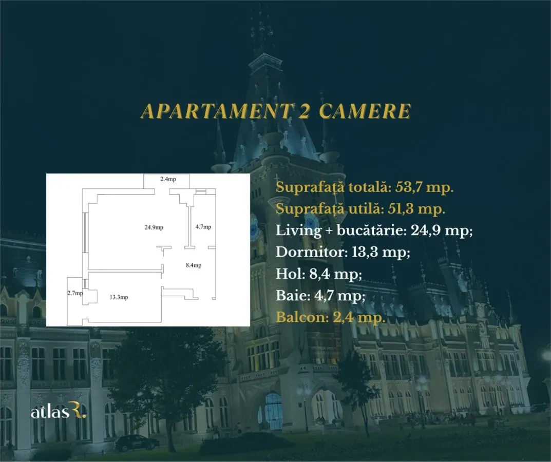 Apartament 2 camere | Tatarasi | bloc nou | Intabulat | Comision 0 - foto 8