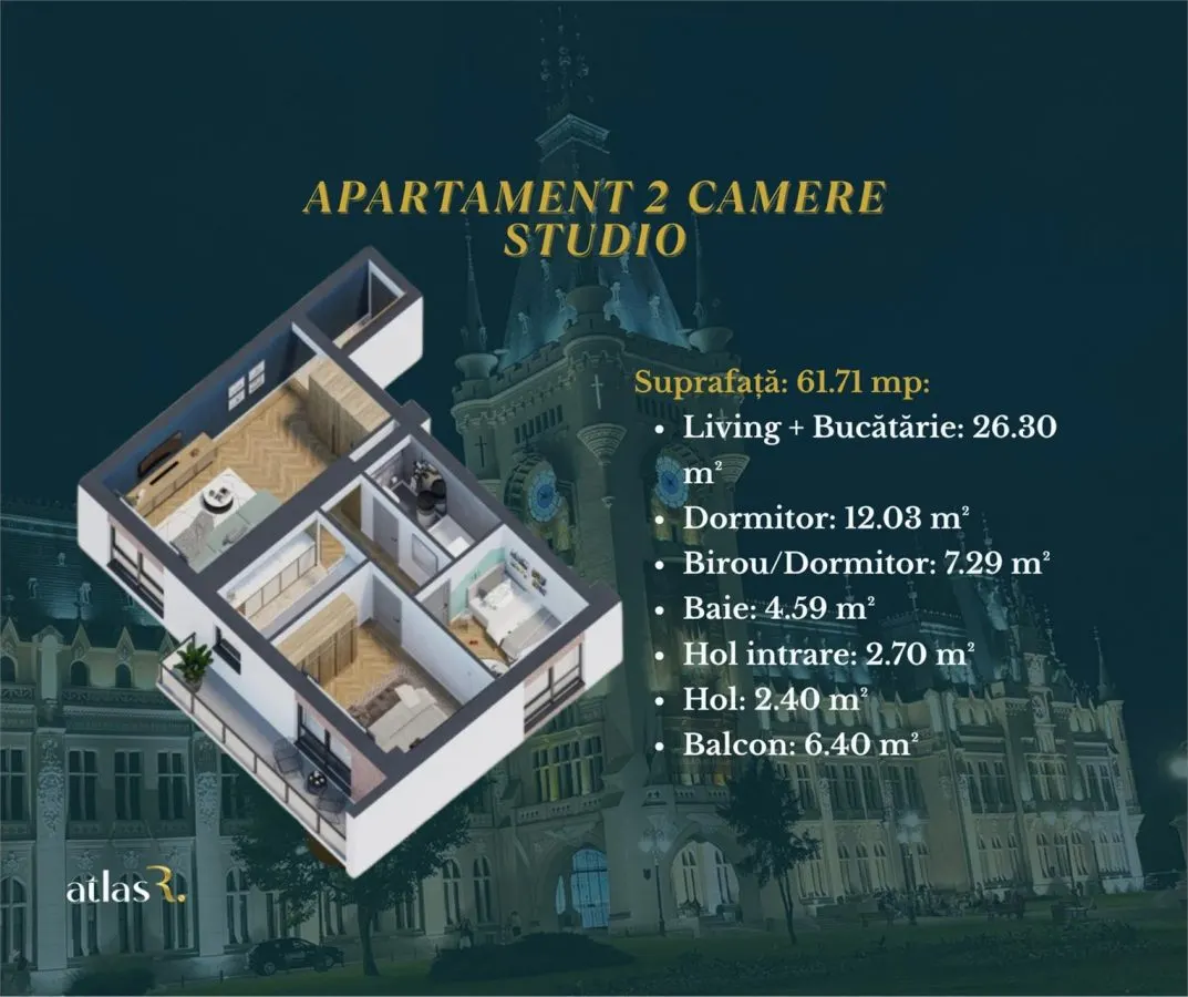 Apartament 2 camere si birou | 61.71 mp | Galata | 114.990 euro cu TVA | Comision 0 - foto 7
