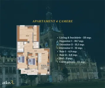 Apartament 4 camere | 96 mp  + 55 mp curte | Valea Adanca | Bloc Nou | Comision 0 - foto 11