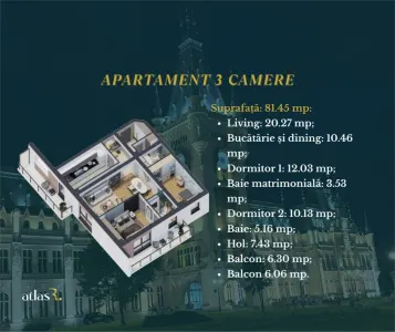 Apartament 3 camere | 81.45 mp | Galata | 156.209 euro TVA inclus - foto 8