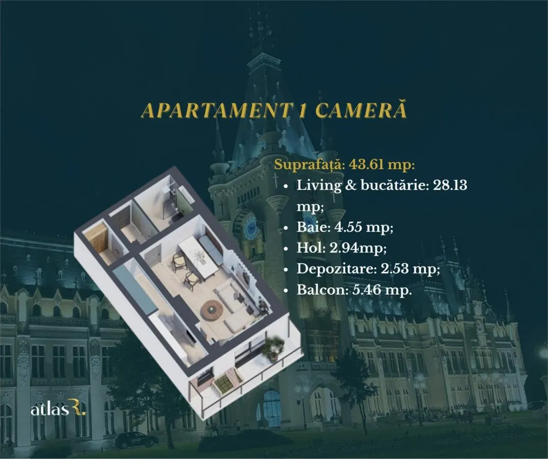 Apartament 1 camera | 43.61 mp | Galata | 78.097  euro TVA inclus - foto 8