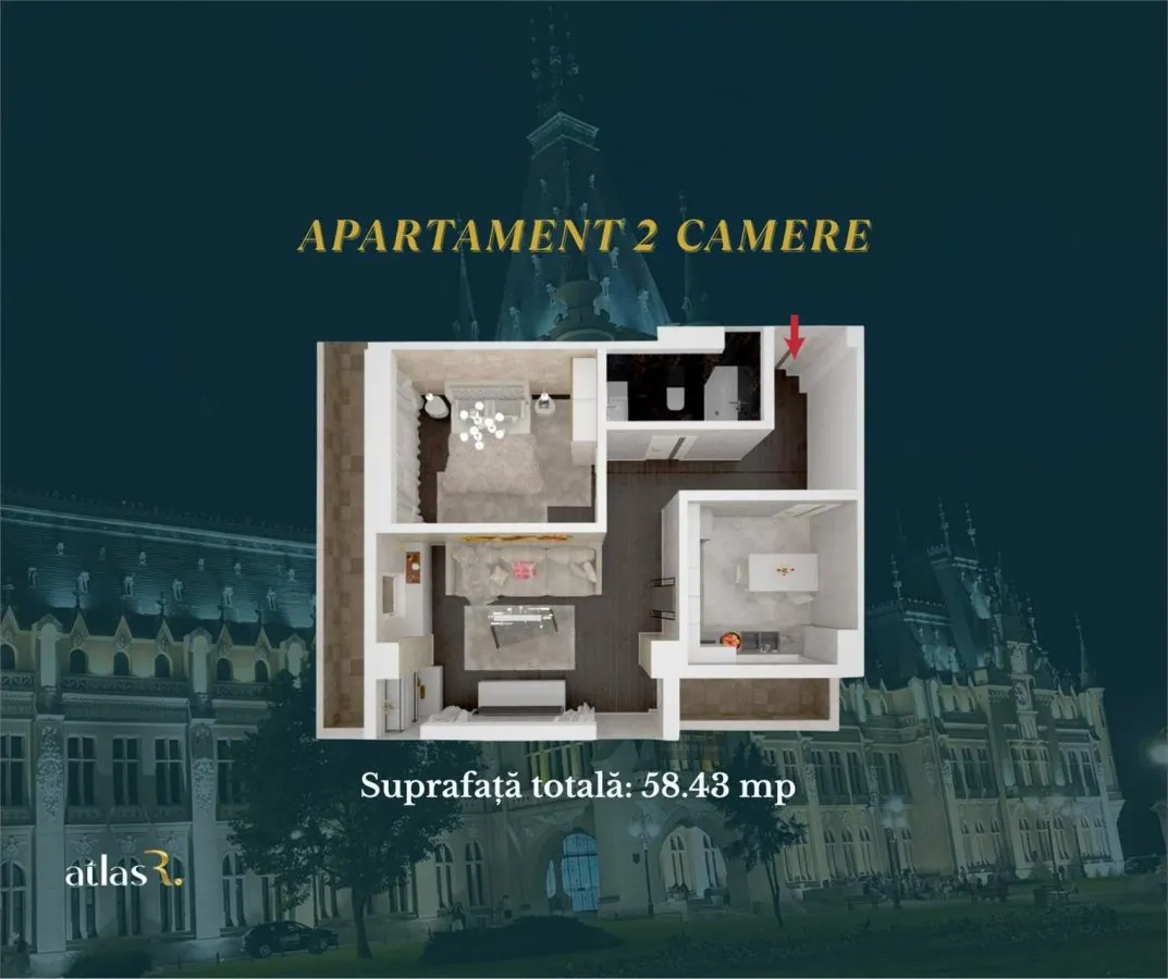 Apartament 2 camere | Intabulat | 58.43 mp | 109.585 euro - foto 9