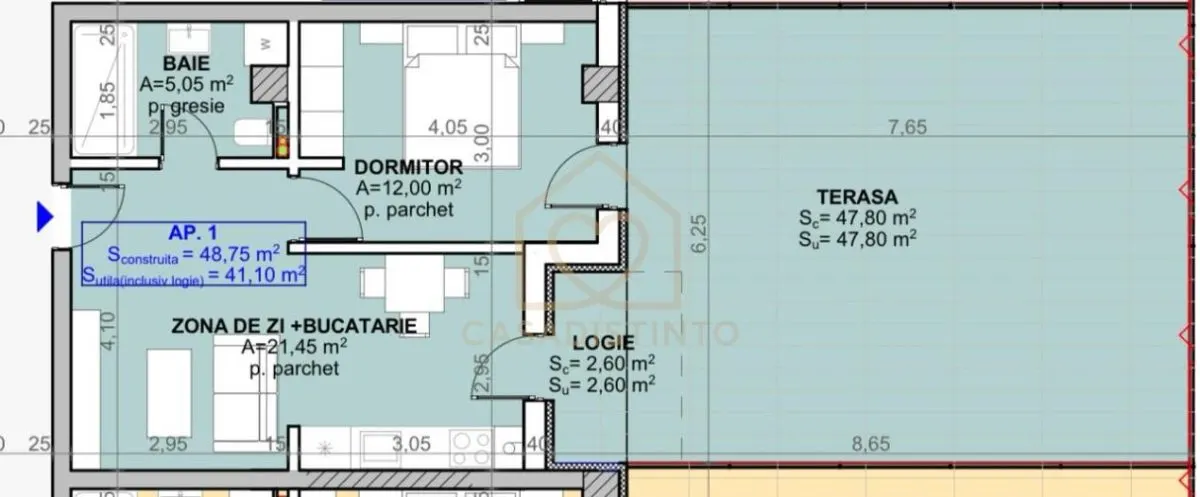 Apartament 2cam cu terasa generoasa zona centru vechi - foto 2