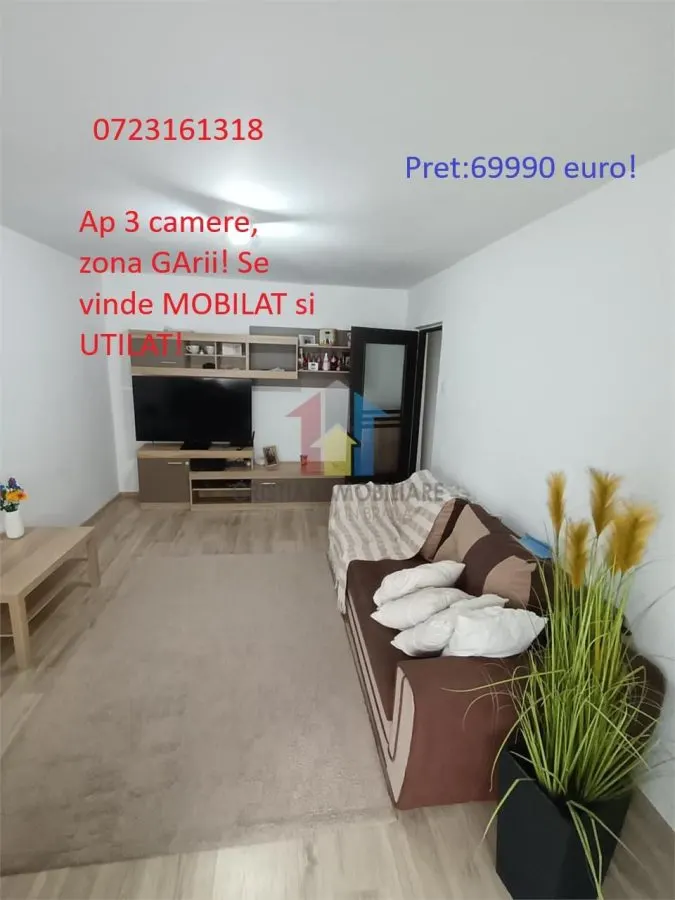 Mobilat si Utilat! Ap 3 camere, zona Garii, SPATIOS - foto 1
