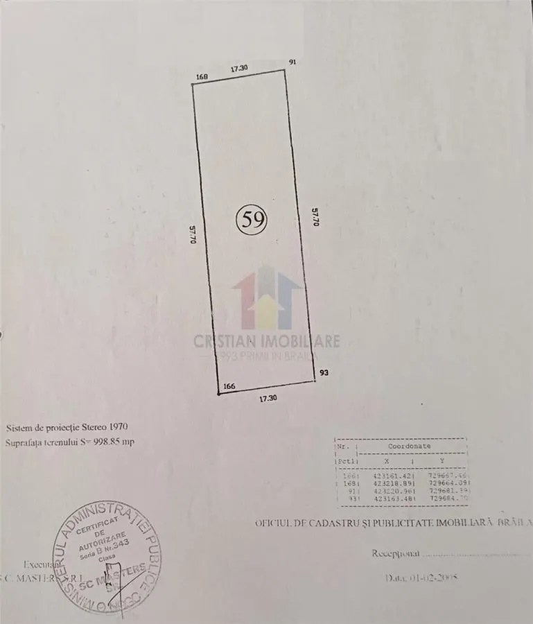 Teren 998 mp, deschidere 57,7 m, pret 95 euro/mp zona Rezidentiala - foto 2