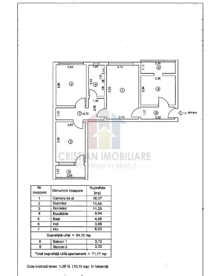 Apartament 3 cam conf 1 Viziru - Pistruiatu, 70 mp etaj 2 - foto 12