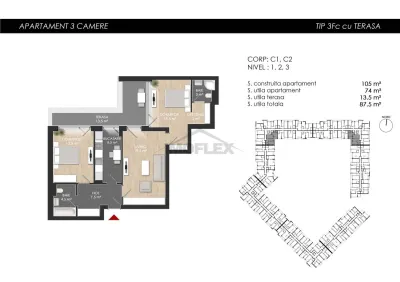 Comision 0! Apartament 3 camere  ZONA DE NORD complex Atria - foto 5