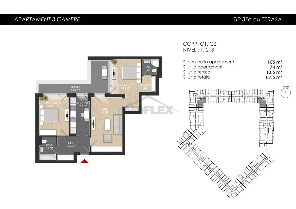 Comision 0! Apartament 3 camere  ZONA DE NORD complex Atria - foto 5
