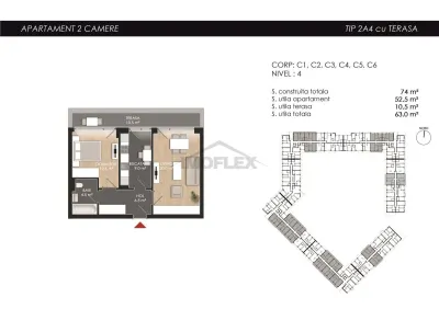 Comision 0! Apartament 2 camere  ZONA DE NORD complex Atria 2A4 - foto 5