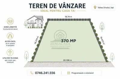 Teren de vanzare + autorizatie constructie Valea Ursului Miroslava - Miroslava