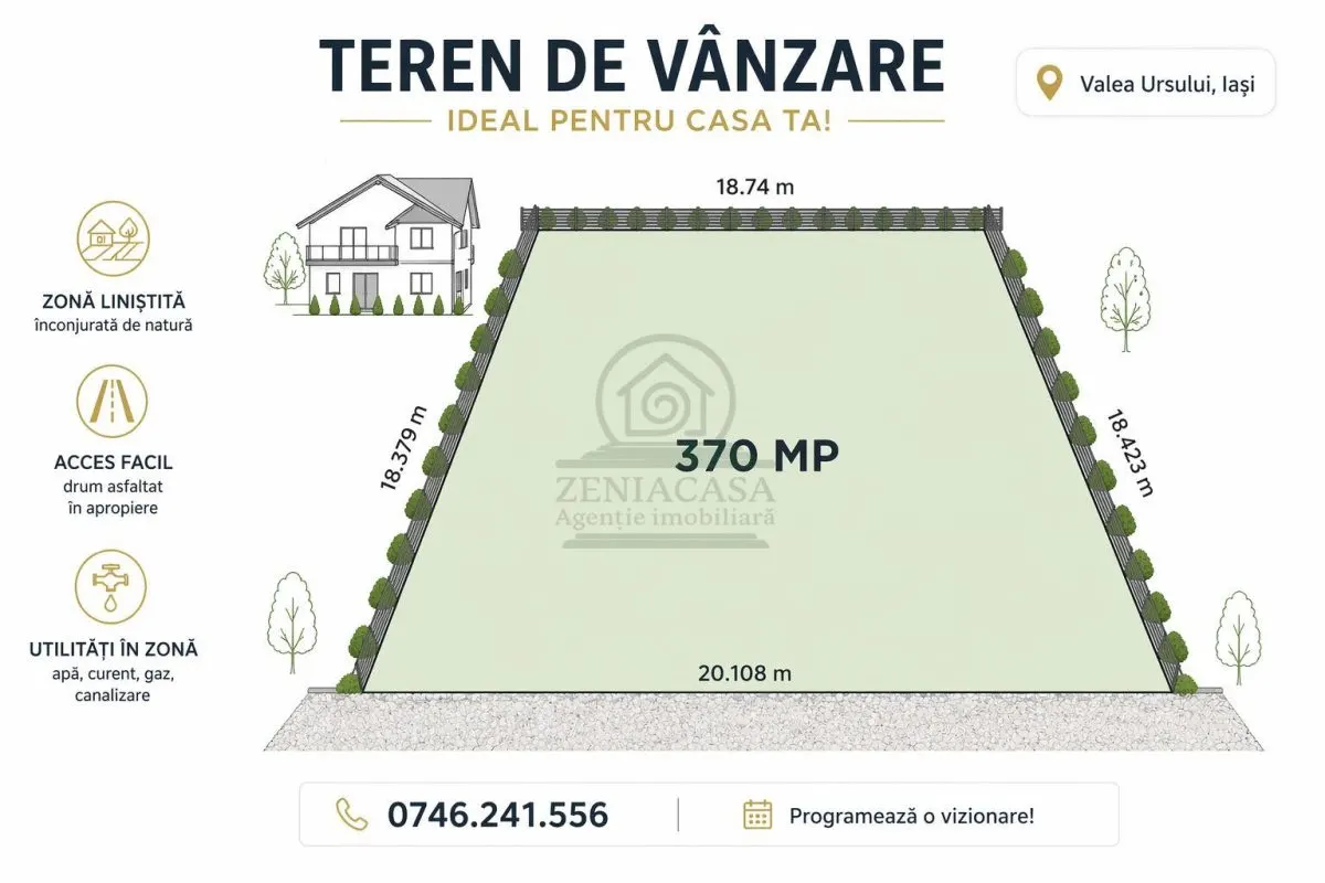 Teren de vanzare + autorizatie constructie Valea Ursului Miroslava - foto 1