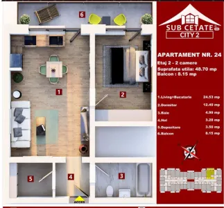 STUDIO SANPETRU ,2 CAMERE - foto 3