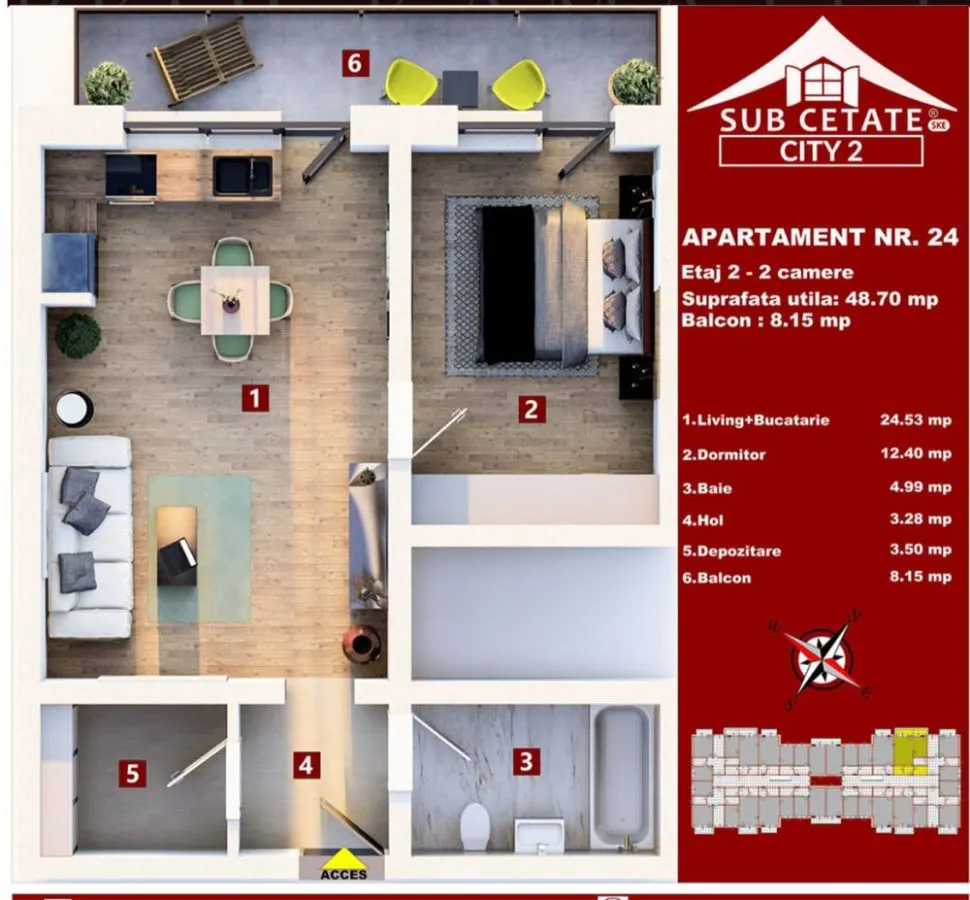 STUDIO SANPETRU ,2 CAMERE - foto 3