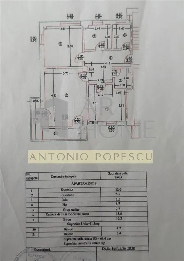 Apartament 3 camere, bloc 2020, Ploiesti, zona Republicii/ Caraiman. - foto 19