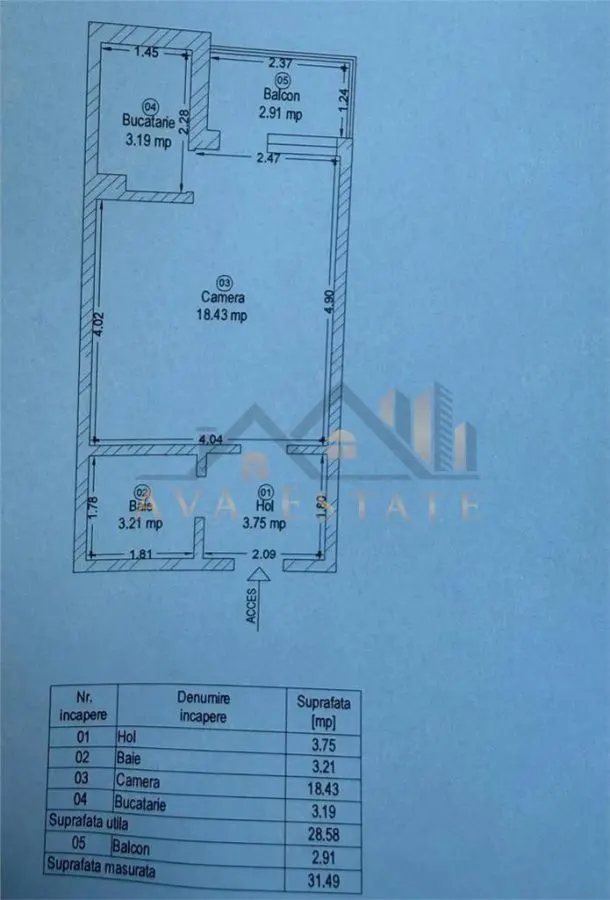 Apartament 1 camera, Et.6, 32 mp - Zona Circumvalatiunii - foto 2