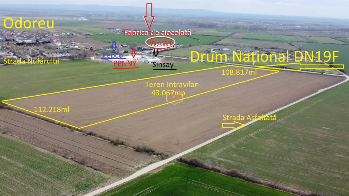 Teren Intravilan 43.067 mp | Deschidere DN19F | Odoreu – Satu Mare | Oportunitate  de Investiție - foto 1