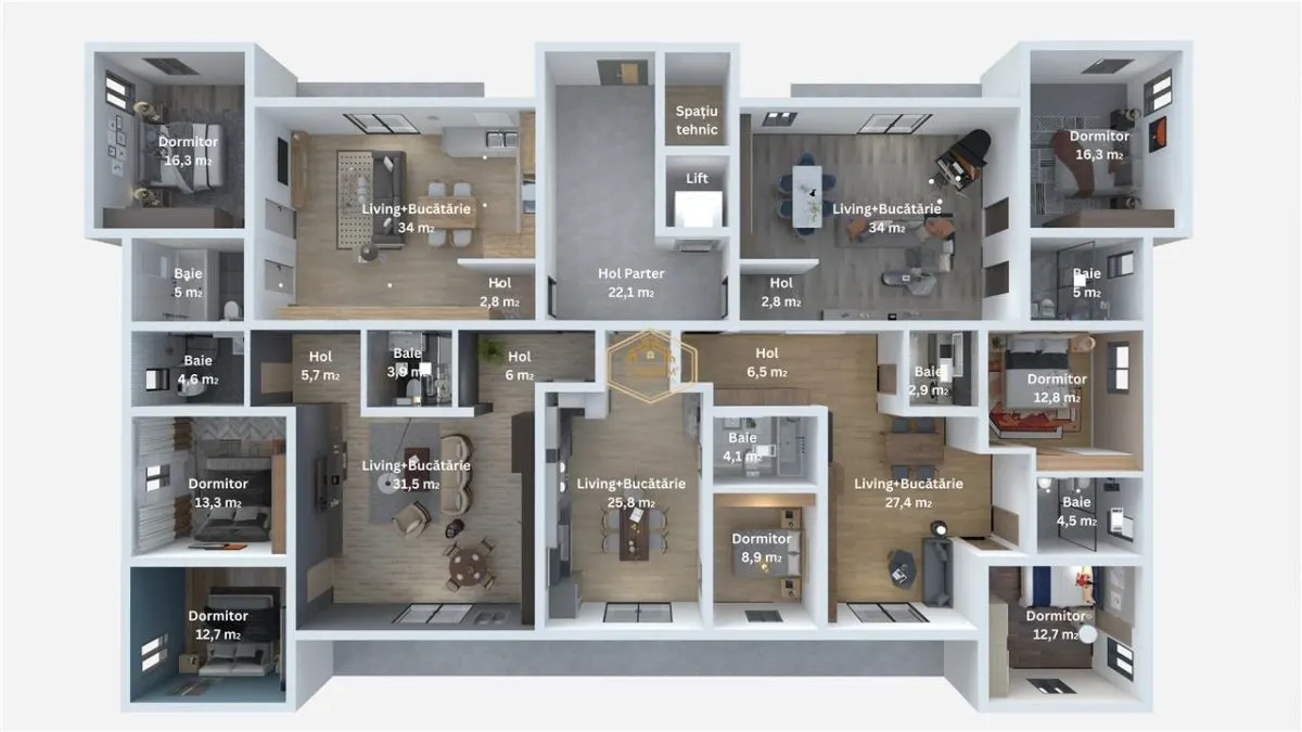 Apartament 3 camere spatios | Marcus Residence  | Parcul Cubic | Bloc Nou - foto 13