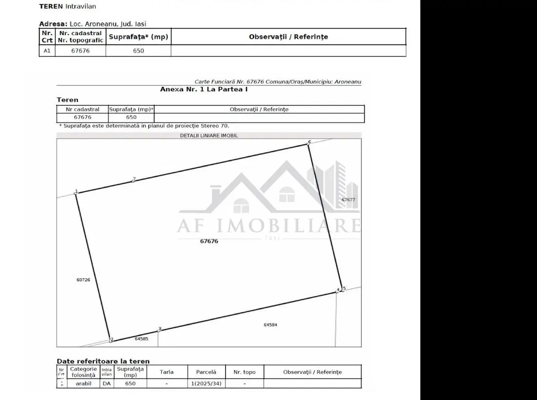 Aroneanu str Viisoarei TEREN 2 loturi x 650 mp. Intravilan cu utilitati zona construibila numai de case - foto 10