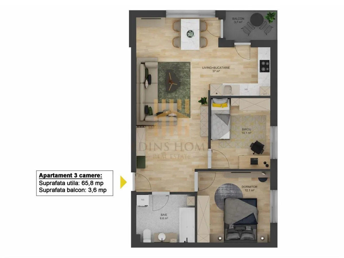Apartament NOU de vanzare 3 camere Sibiu / Selimbar Doamna Stanca - foto 4
