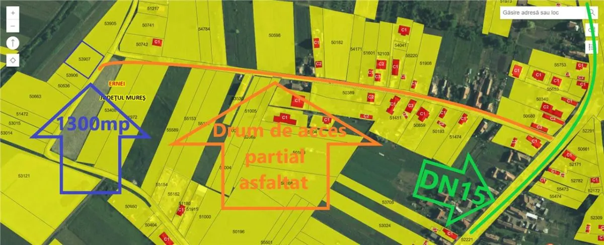 Teren intravila drept, loc de casa , 1300 mp Ernei,  Mures, zona linistita - foto 1