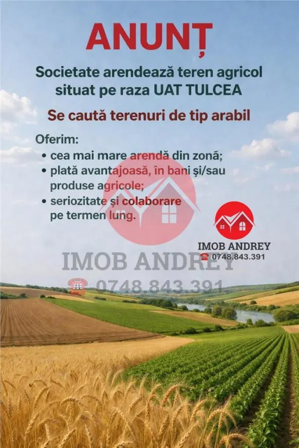 Cea mai mare arenda din Tulcea pentru teren arabil! - foto 1