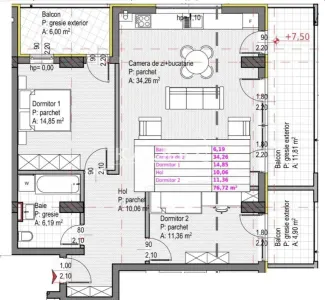 Apartament 3 Camere | 77 mp | TVA INCLUS | 3 terase | Gheorgheni - Sopor - foto 4