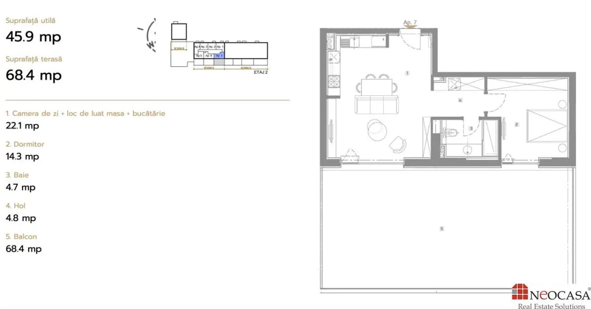 Apartament luminos 2 camere - Floreasca, terasa 70 mp - foto 11