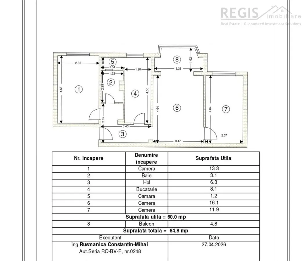 REZERVAT! Apartament de vanzare 3 camere cu pivnita mare, Astra, Brasov - foto 4