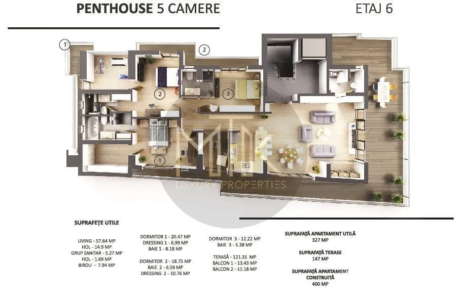 P-ta VICTORIEI | PENTHOUSE 400 MP - TERASA 122MP | Mobilat integral - foto 23