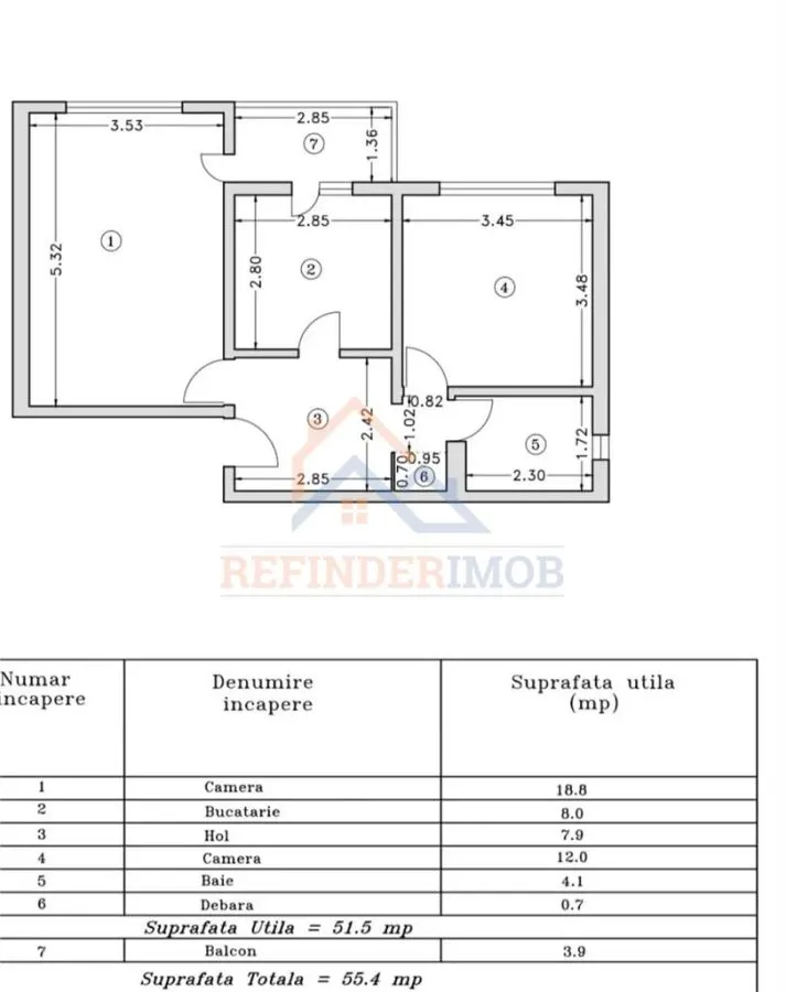 Vanzare apartament 2 camere etaj 2 zona Rahova - Dunavat - foto 1