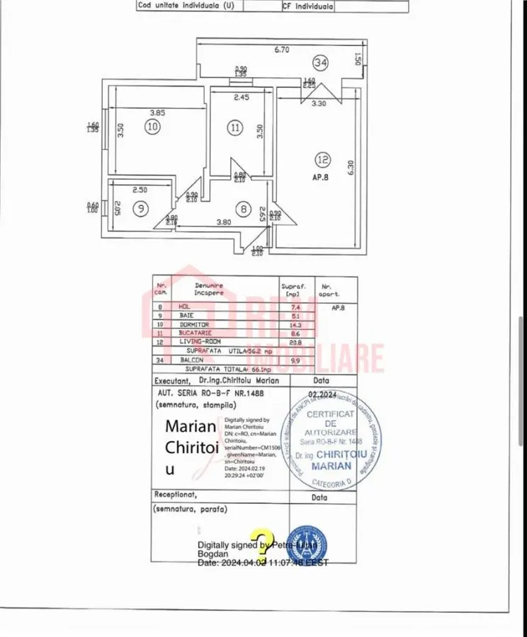Vanzare apartament 2 camere, 66 mp,  bloc nou, Dobroesti, Fundeni, str  Piersicului - foto 21