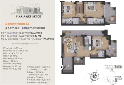 Apartament de Lux cu 4 camere de vanzare in Sinaia, Ap 14 - Sinaia