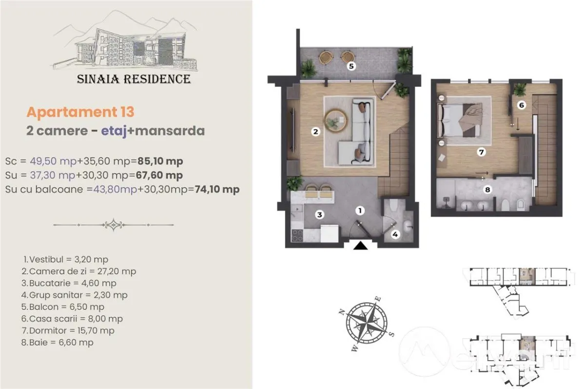Apartament de Lux cu 2 camere de vanzare in Sinaia, Ap 13 - foto 2