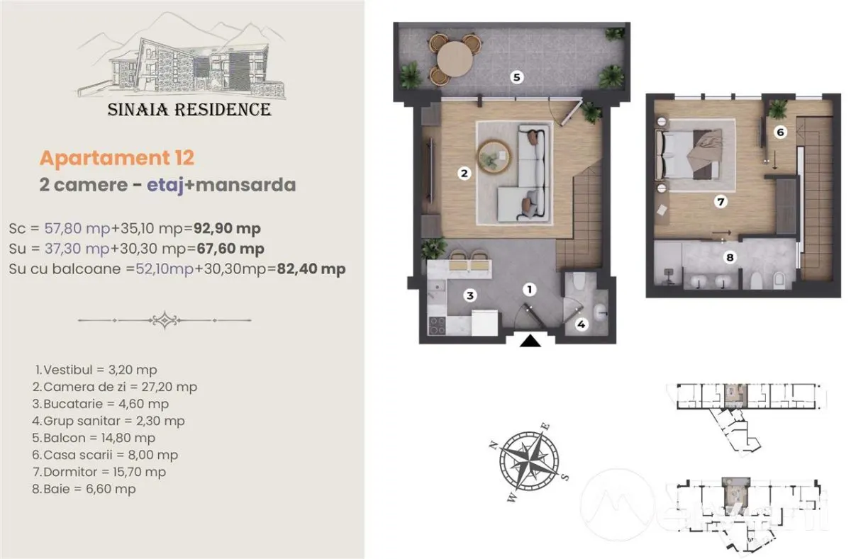 Apartament de Lux cu 2 camere de vanzare in Sinaia, Ap 12 - foto 2